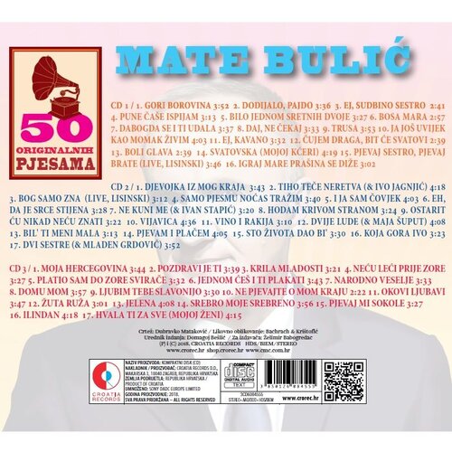 CROATIA RECORDS Mate Bulić - 50 Originalnih Hitova Slike