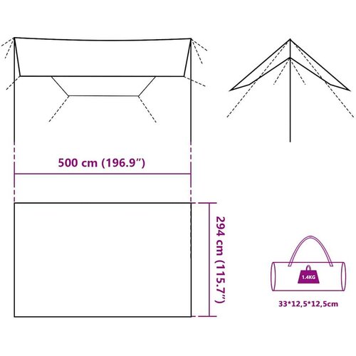 vidaXL Ponjava za kampiranje zelena 500x294 cm vodoodporna Cene