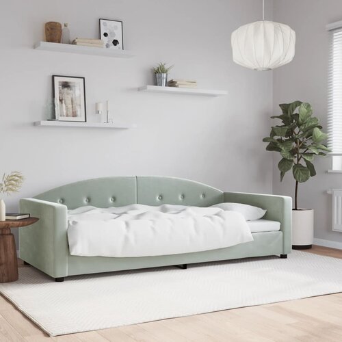 VidaXL Raztegljiva postelja svetlo siva 90x200 cm žamet Slike
