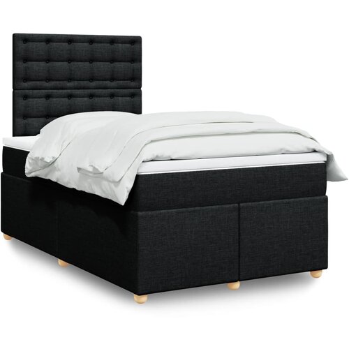VidaXL Krevet s oprugama i madracem crni 120 x 200cm od tkanine Slike