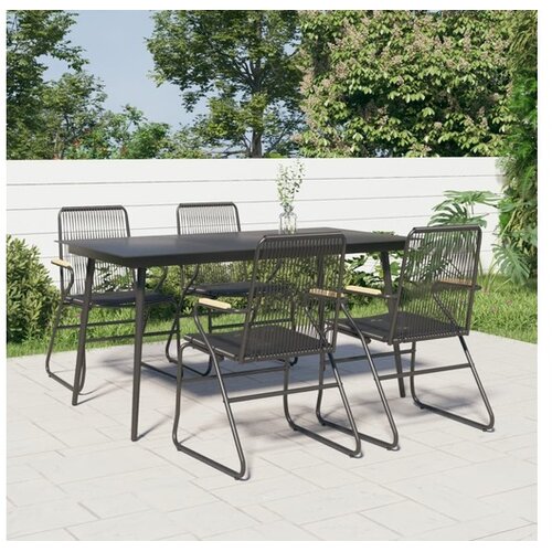  5-dijelni vrtni blagovaonski set od PVC ratana crni Cene