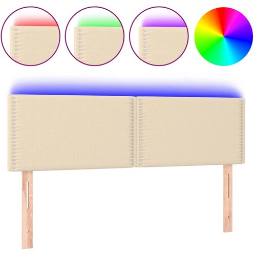 Maison Chic led posteljno vzglavje - vzglavna omarica - nočna omarica krem 144x5x78/88 cm blago, (21707013) Slike