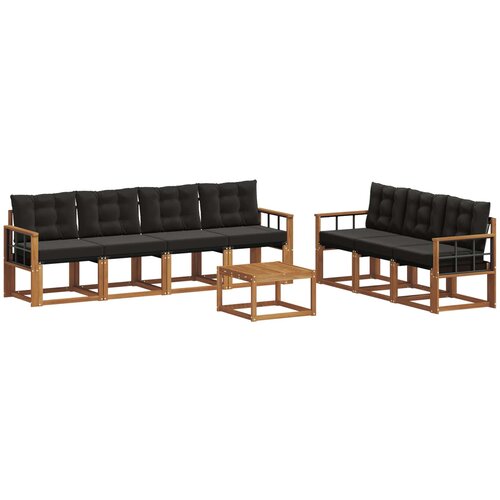 Set vanjskih sofa 8 kom. Prirodna i crna Slike