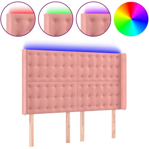 Maison Chic led posteljno vzglavje - vzglavna omarica - nočna omarica roza 147x16x118/128 cm žamet, (21707654) Cene
