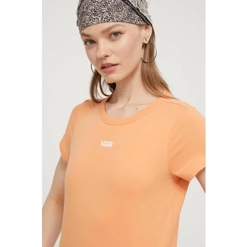 Vans Bombažna kratka majica ženski, oranžna barva