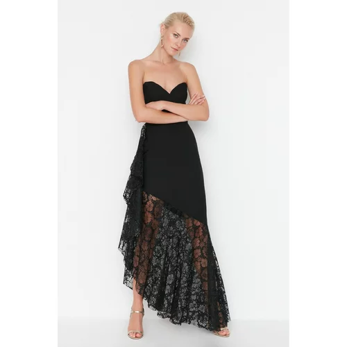 Trendyol Black Lace Detailed Evening Dress & Graduation Dress