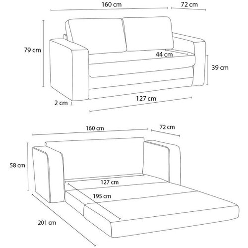Bobochic Paris Zelena raztegljiva sedežna garnitura 160 cm Come &amp;ndash; Slike