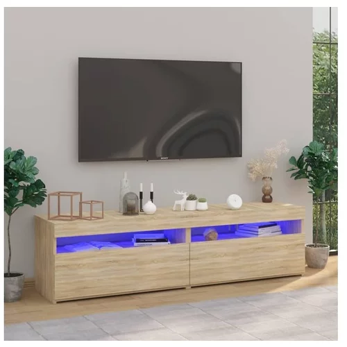  TV omarica 2 kosa z LED lučkami sonoma hrast 75x35x40 cm