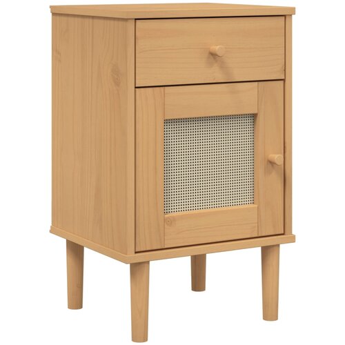 Maison Chic Nočna omarica - Nočna miza SENJA videz ratana rjava 40x35x65 cm borovina, (21687099) Slike