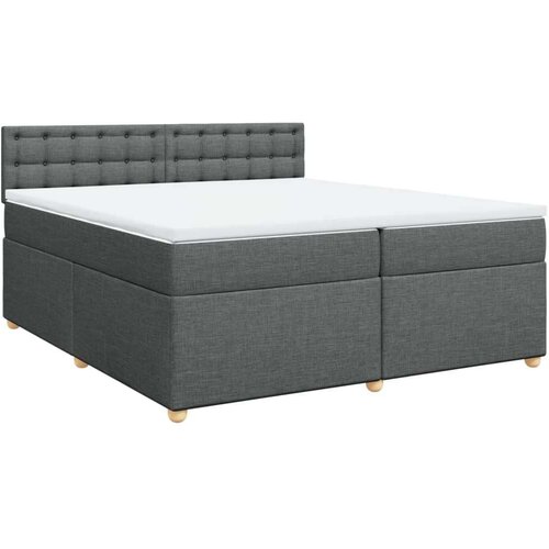 VidaXL Krevet s oprugama i madracem tamnosivi 200 x 200 cm od tkanine Slike