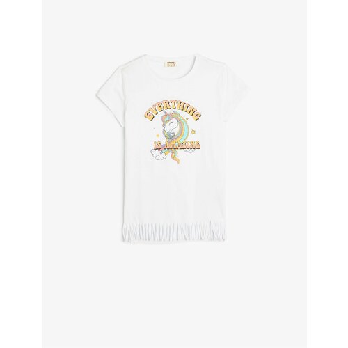 Koton Unicorn Printed Tasseled T-Shirt Short Sleeve Slike