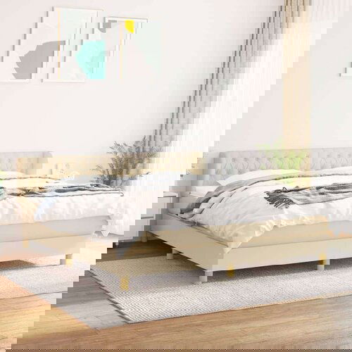  Krevet s oprugama i madracem krem 180x200 cm od tkanine Slike