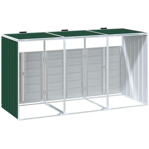 VidaXL spremi&amp;scaron;te za 2 kanta za otpad zelena 216x81x115 cm čelično Slike