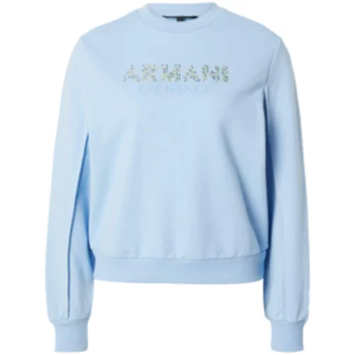 Armani_Exchange Sweater majica safirno plava / svijetloplava / prozirna