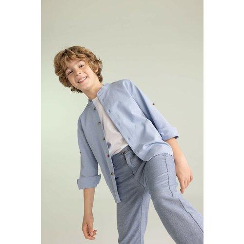Defacto Boy Stand Collar Cotton Long Sleeve Shirt Slike