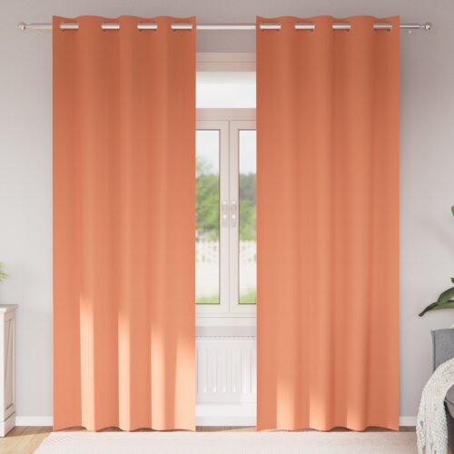 vidaXL Zavese z zavesami 2 pcs Terakota 260 x 140 cm Poliester Cene