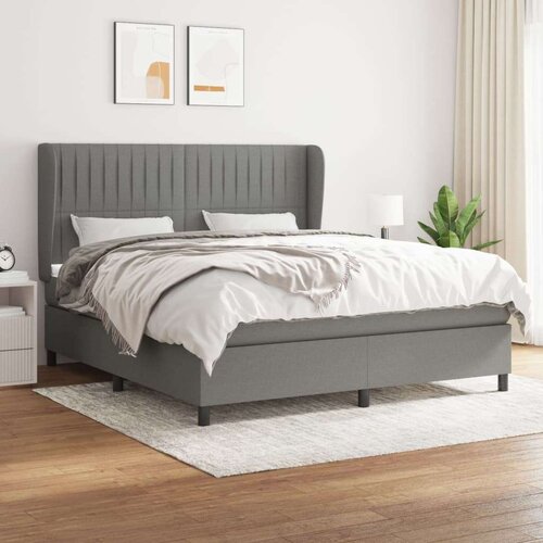  Box spring postelja z vzmetnico temno siva 160x200 cm blago, (20892597) Slike