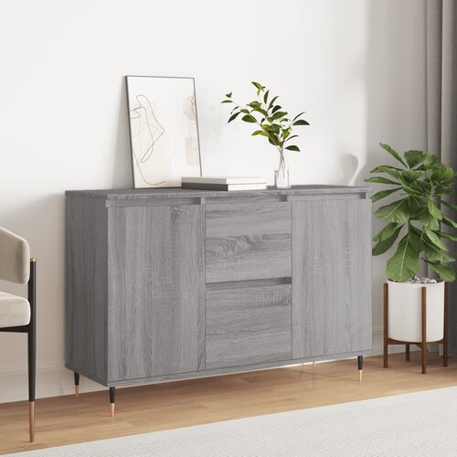 VidaXL Komoda siva sonoma 104x35x70 cm inženirski les Slike