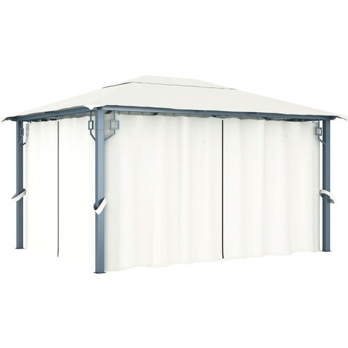 vidaXL paviljon z zaveso 400x300 cm krem aluminij Cene