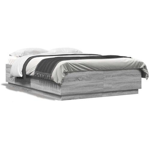  Okvir za krevet s LED svjetlima boja hrasta 120 x 200 cm drveni Slike