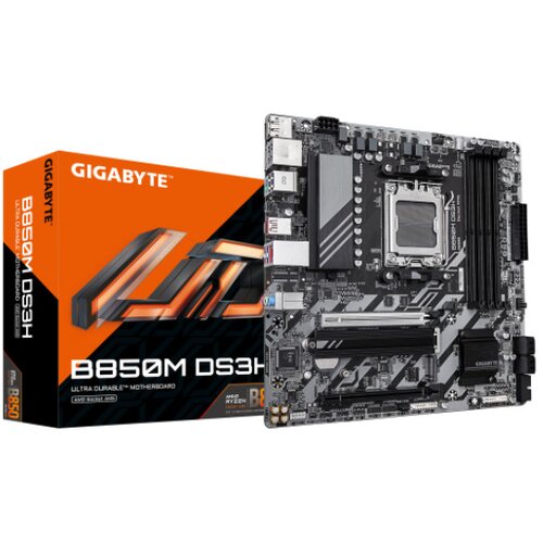 Gigabyte AM5, AMD B850 Chipset, 4x DDR5 DIMM, Ultra-Fast Storage : 2*M.2 slots, including 1* PCIe 5.0 slot ( B850M DS3H ) Cene