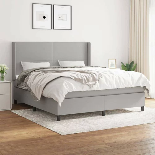  Box spring postelja z vzmetnico svetlo siva 180x200 cm blago, (20846681)