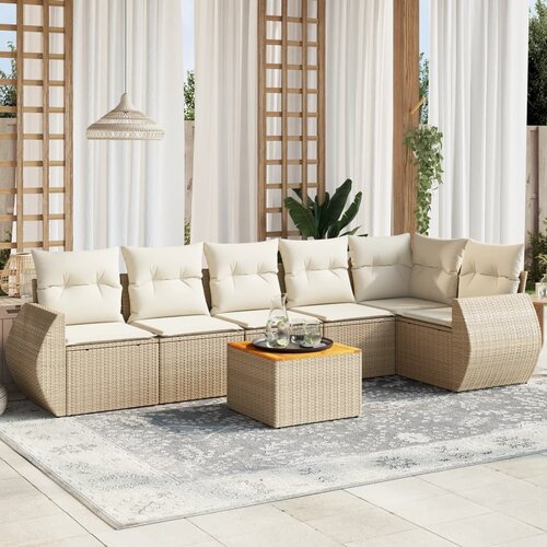 vidaXL 7-dijelni set vrtnih sofa od poliratana s jastucima bež Cijene