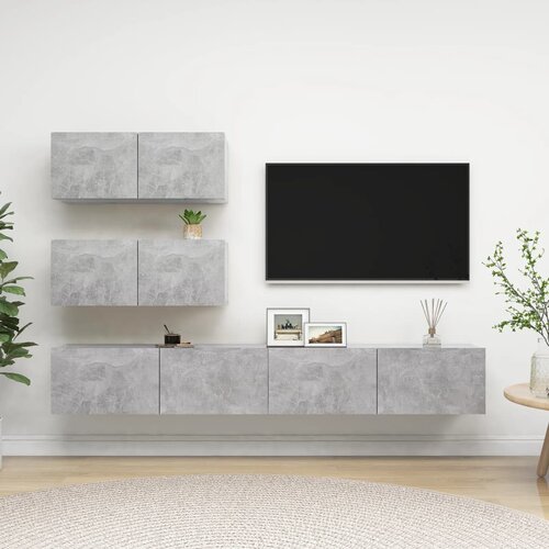  4-dijelni set TV ormarića siva boja betona konstruirano drvo Cijene
