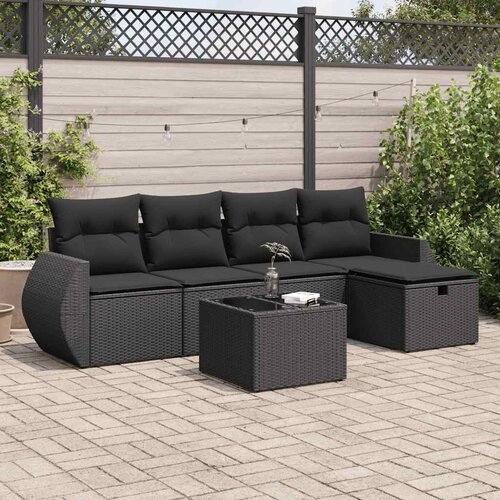 vidaXL 6-dijelni set vrtnih sofa s jastucima crni od poliratana Cijene