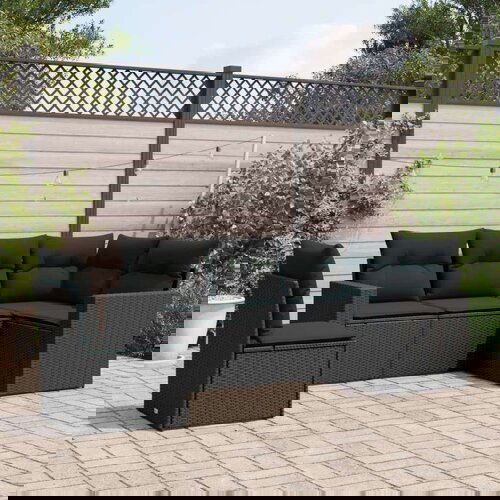 vidaXL 5-dijelna vrtna garnitura od poliratana s jastucima crna Cijene