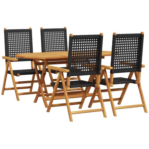  Vrtni set za objed 5 pcs Crna Čvrsto drvo akacije Cene