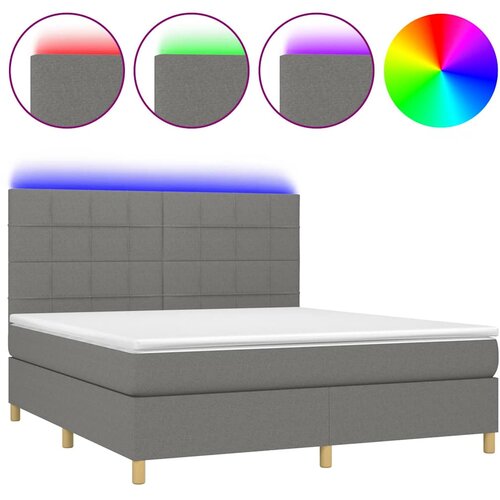  box spring s madracem LED tamnosivi 160x200 cm tkanina Slike