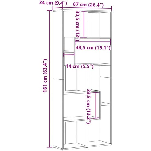 VidaXL Regal za knjige boja hrasta 67 x 24 x 161 cm konstruirano drvo Slike