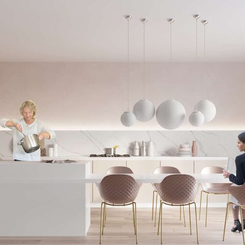  Sollux SL.0264 - Luster na sajli UGO 1xE27/15W/230V prečnik 30 cm bela/sjajni hrom Slike