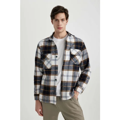 Defacto Regular Fit Polo Neck Lumberjack Long Sleeve Shirt