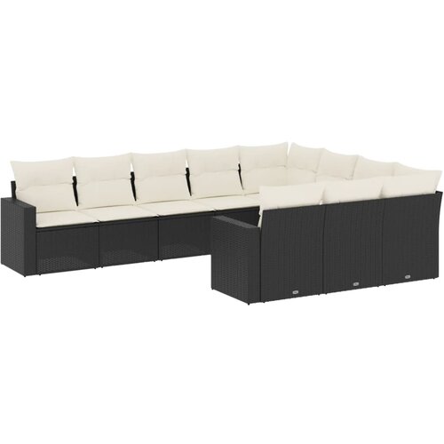  10-dijelni set vrtnih sofa s jastucima crni od poliratana Crna 66 x 62 x 69 cm Slike