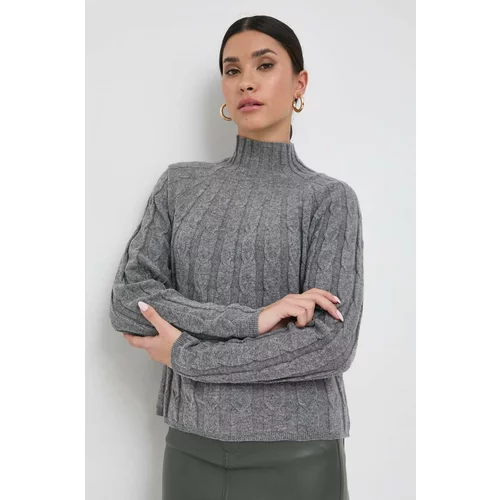 Marella Vuneni pulover za žene, boja: siva, lagani, s poludolčevitom