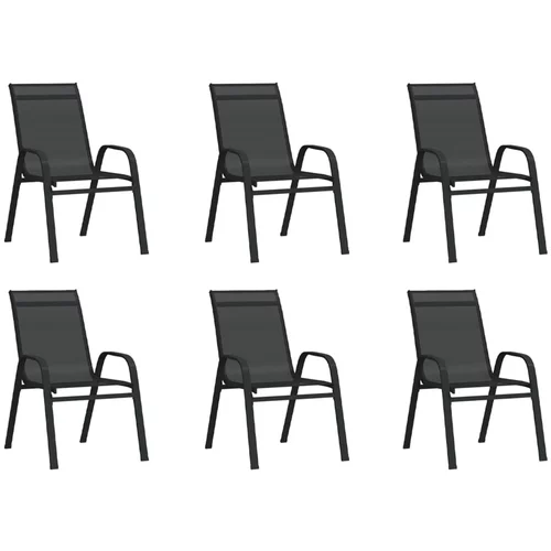  Složive vrtne stolice od tekstilena 6 kom crne