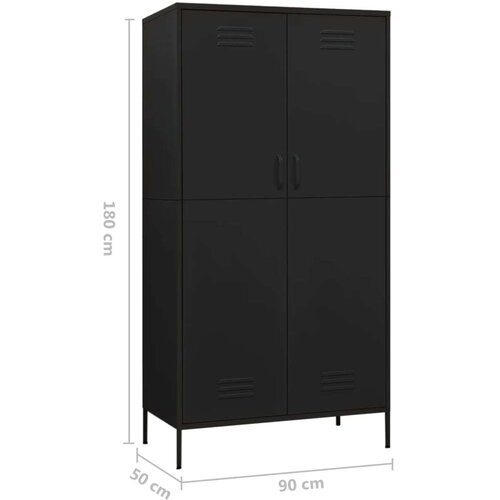 VidaXL Garderobna omara črna 90x50x180 cm jeklo Slike