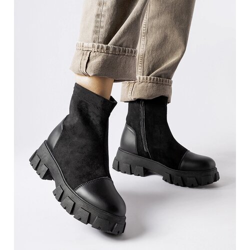 Gemre Black eco-suede workers with tread Milo Cene