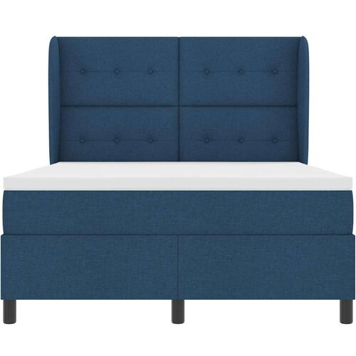 Box spring krevet s madracem Plava 140 x 200 cm tkanina - Plava 140 x 200 cm S gumbima Slike