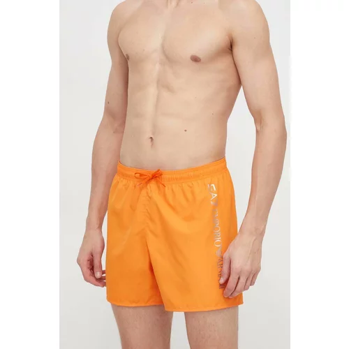 Ea7 Emporio Armani Kopalne kratke hlače oranžna barva