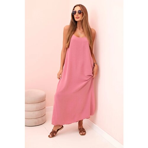 Kesi Włoski Long dress with straps dark pink Slike