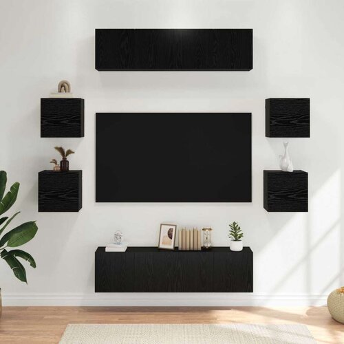  Komplet TV omaric 8 pcs 120 x 30 x 30 cm Črni hrast, (5000247650) Cene