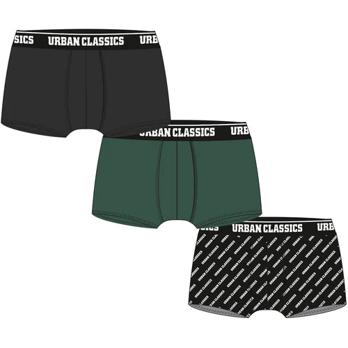 Urban Classics Men's Boxer Shorts 3-Pack Dark Green/Black/Branded AOP