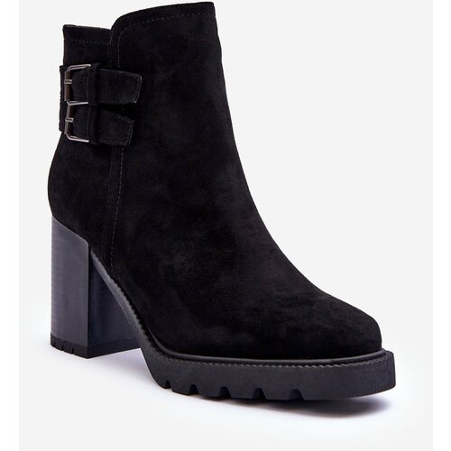 FJ1 Suede Heeled Boots Black Makeline Cene