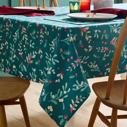 Catherine Lansfield Bombažen namizni prt 137x229 cm Holly and Mistletoe – Cene