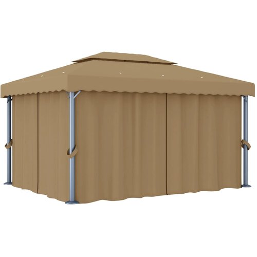  Sjenica sa zastorom 4 x 3 m smeđe-siva aluminijska Cene