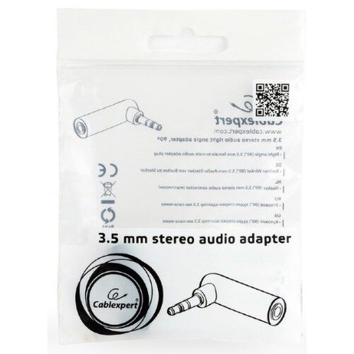 Gembird A-3.5M-3.5FL 3.5 mm stereo audio right angle adapter, 90 adapter Cene