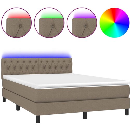 Maison Chic Box spring postelja - Vzmetna postelja z vzmetnico LED taupe 140x200 cm blago SL8860, (21904111) Cene